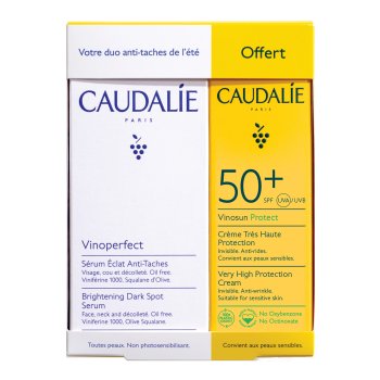 caudalie - vinoperfect cofanetto duo dell'estate siero viso anti-macchie 30ml + crema solare spf 50+ 25ml