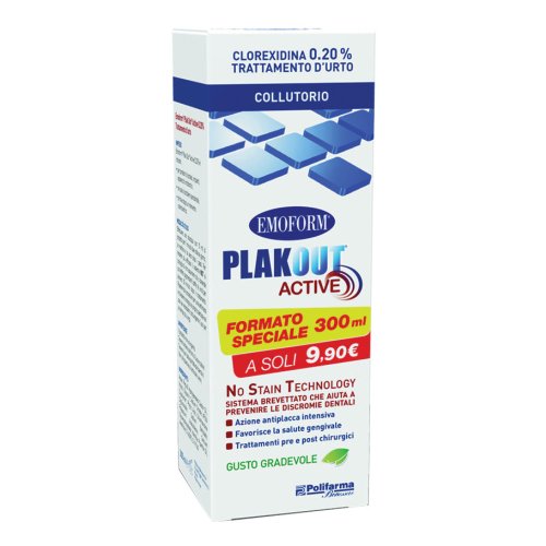 Emoform PlakOut Active Collutorio Clorexidina 0,20% Trattamento D'Urto 300ml