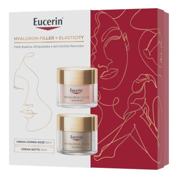 eucerin cofanetto idea regalo - hyaluron-filler + elasticity crema giorno rosè 50ml & crema notte 50ml