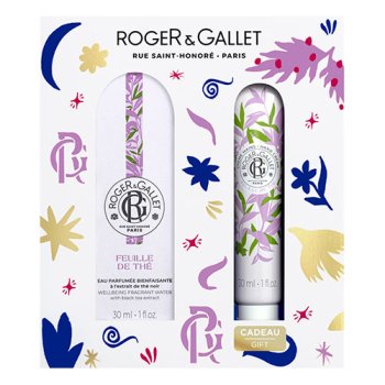 roger&gallet - cofanetto regalo set natale feuille de thé con acqua profumata 30ml + crema mani di benessere 30ml