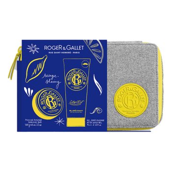 roger&gallet - cofanetto regalo trousse natale uomo kit rasatura cologne twist con shaving bar 100g + dopobarba in gel 75ml + beauty case in regalo