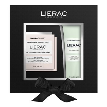 lierac hydragenist cofanetto idea regalo set - crema reidratante illuminante viso 50ml + maschera esfoliante 75ml