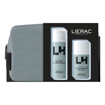 lierac home cofanetto idea regalo trousse natale -  fluido antietà globale 50ml + deodorante 50ml + pochette in regalo