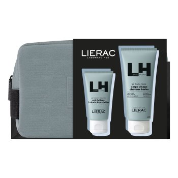 lierac home cofanetto idea regalo trousse natale - gel idratante energizzante 50ml + gel doccia energizzante 50ml + pochette in regalo