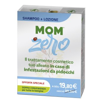 mom zero bipack kit prevenzione antipediculosi - shampoo + lozione spray no gas