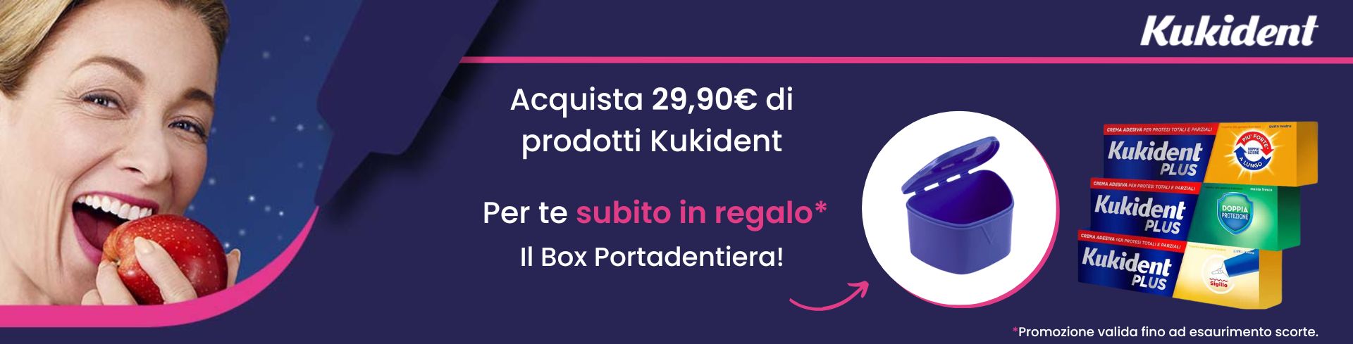 Kukident: acquista 29,90€ di prodotti e ricevi in regalo il Box Portadentiera!