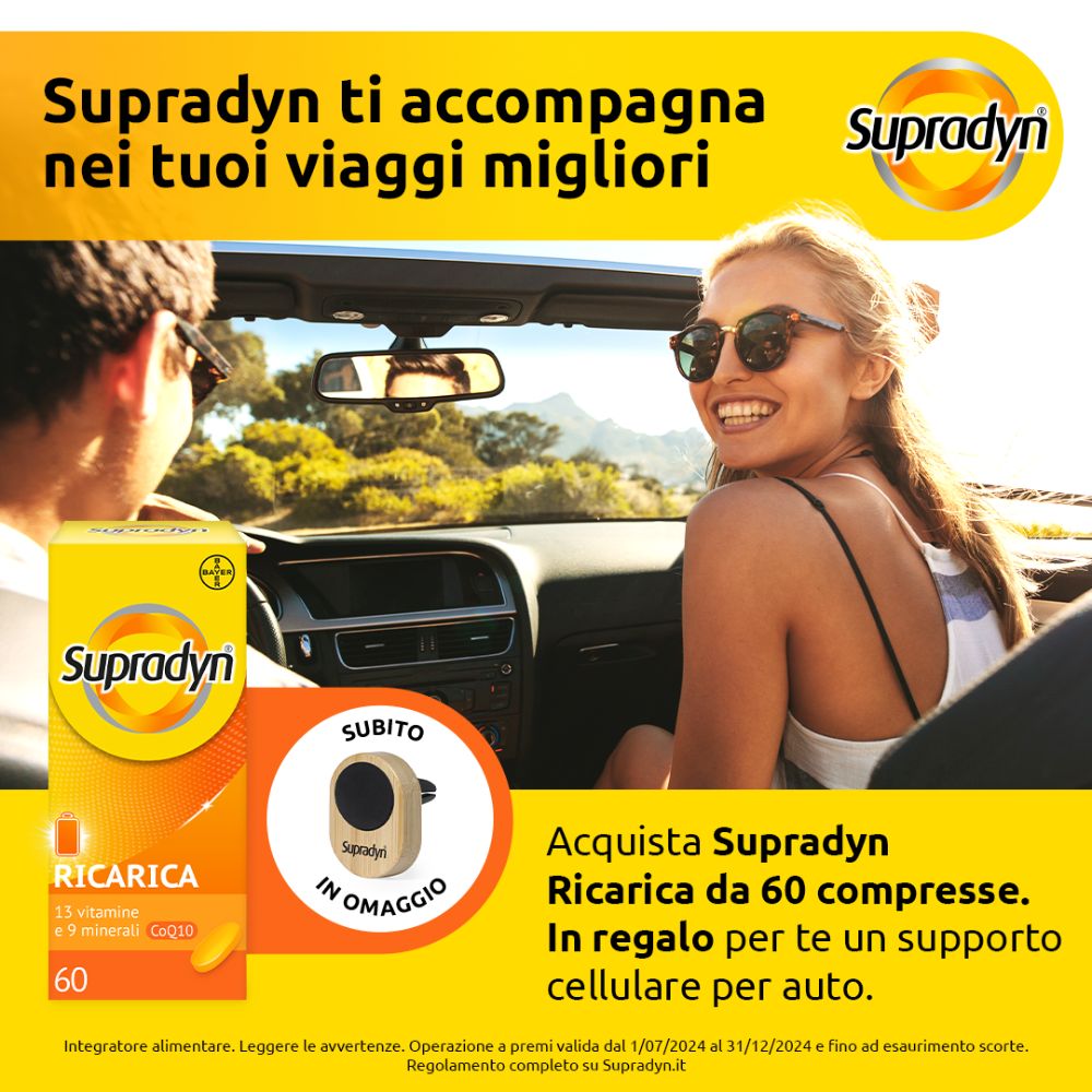 Acquista 1 confezione di Supradyn Ricarica Integratore Di Vitamine E Minerali 60 Compresse Rivestite e ricevi subito in regalo* il Supporto cellulare per auto!