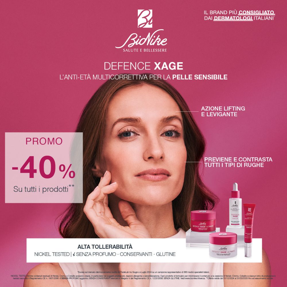 Bionike Defence XAGE, l'anti-età multicorrettiva per la pelle sensibile, in offerta al -40%!