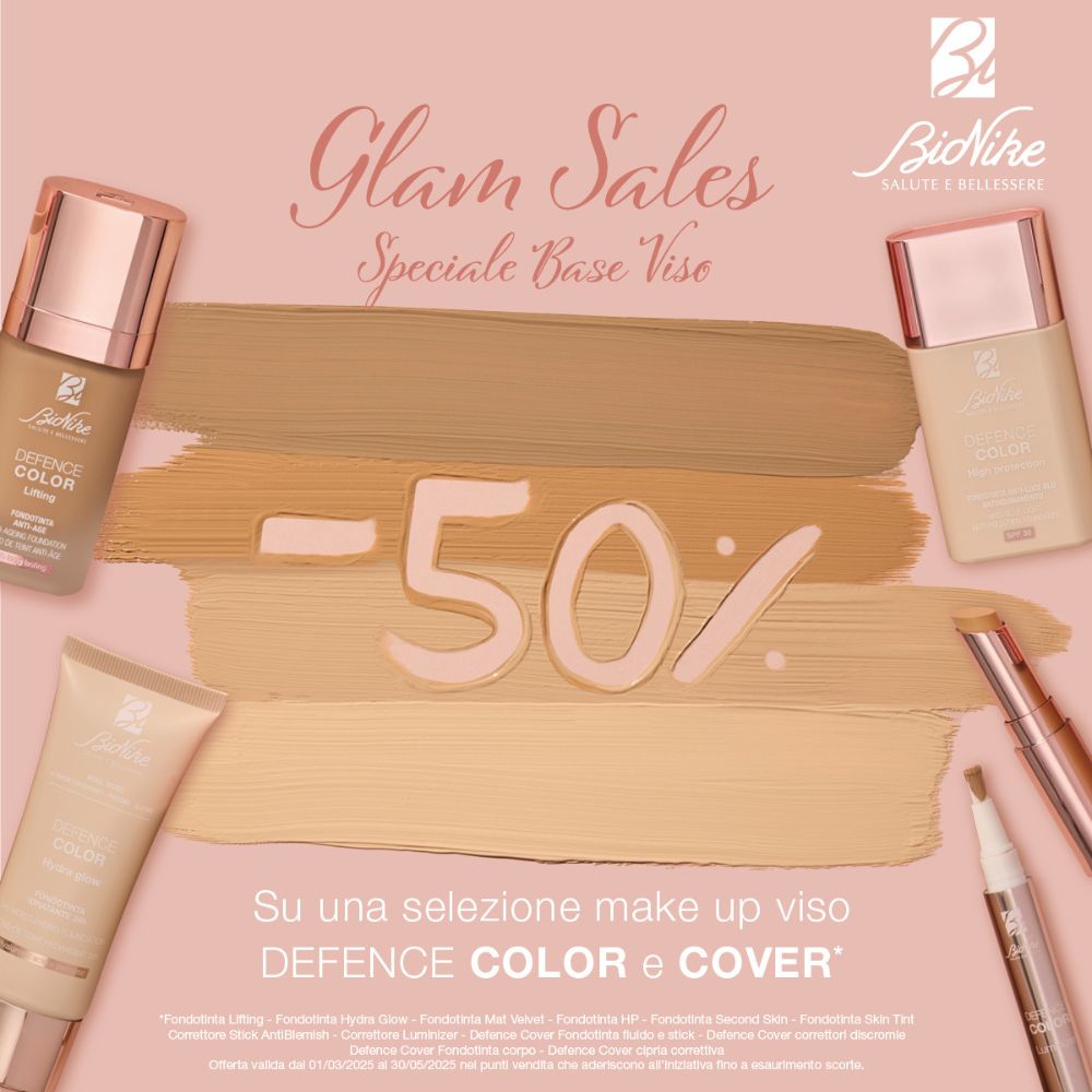 Bionike Glam Sales: Approfitta del -50% di sconto su una selezione make up viso Defence Color e Cover!