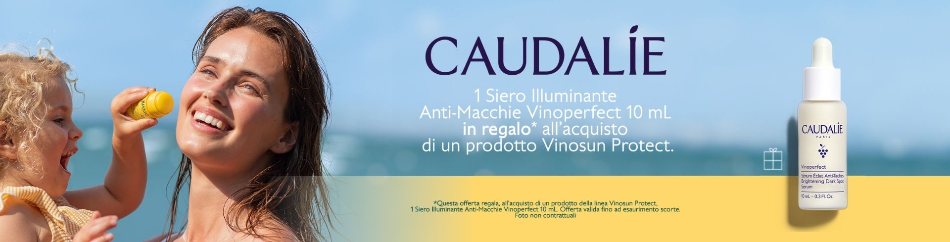 Ricevi il Siero Illuminante Anti-Macchie Vinoperfect 10mL in regalo all'acquisto di un prodotto Vinosun Protect! 