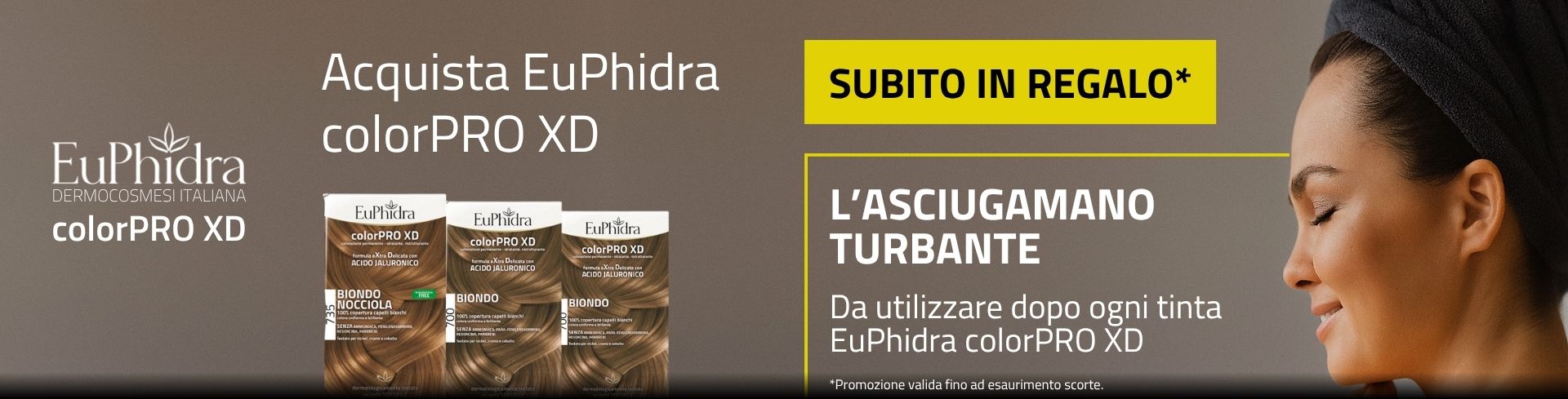 Acquista 2 trattamenti Euphidra colorPRO XD, per te in regalo l'asciugamano turbante!