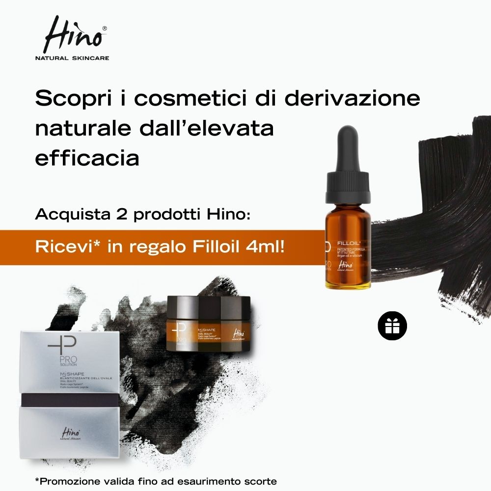 banner promozionale Hino: acquista 2 prodotti, per te in omaggio Hino Filloil 4ml! 