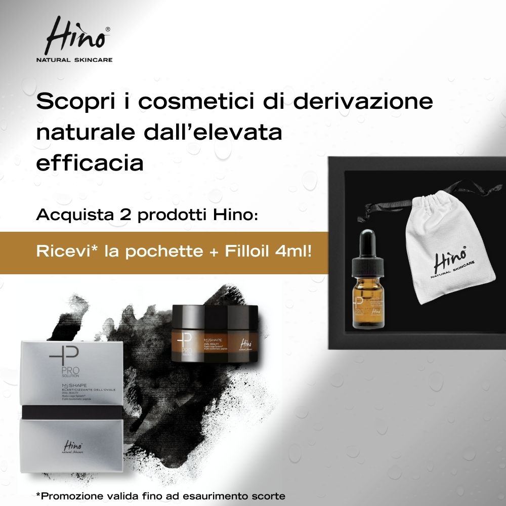 banner promozionale Hino: acquista 2 prodotti, ricevi pochette + filloil 4ml in omaggio! 