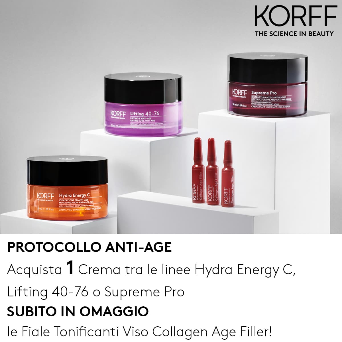 banner promozionale korff anti-age, fiale collagen in omaggio mobile