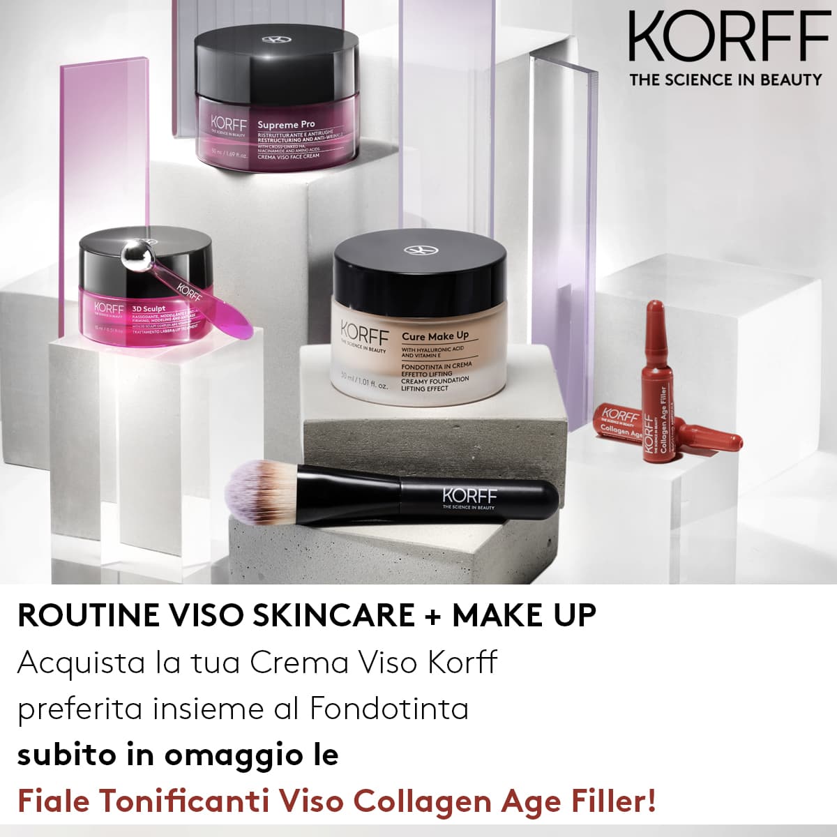 banner promozionale Korff Fiale Tonificanti Viso Collagen Age Filler omaggio mobile