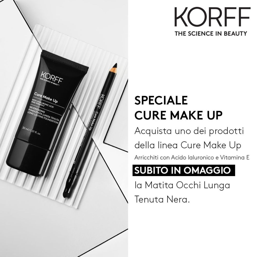 Korff speciale cure make up: acquista 1 prodotto Cure Make Up, ricevi in omaggio la matita occhi lunga tenuta nera!  