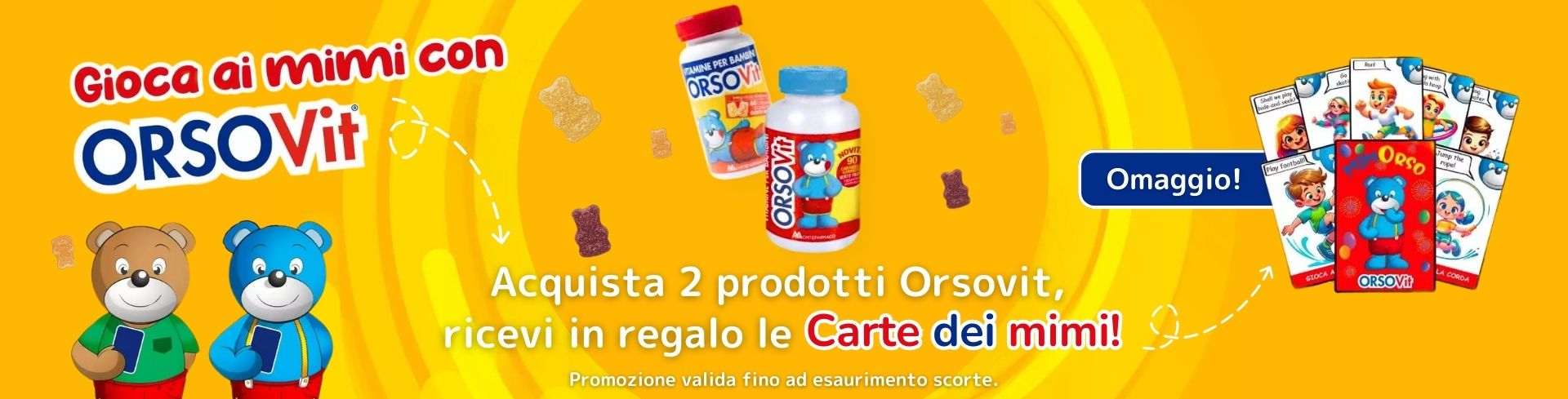 banner promozionale orsovit: acquista 1 prodotto, ricevi il portamerenda in regalo 