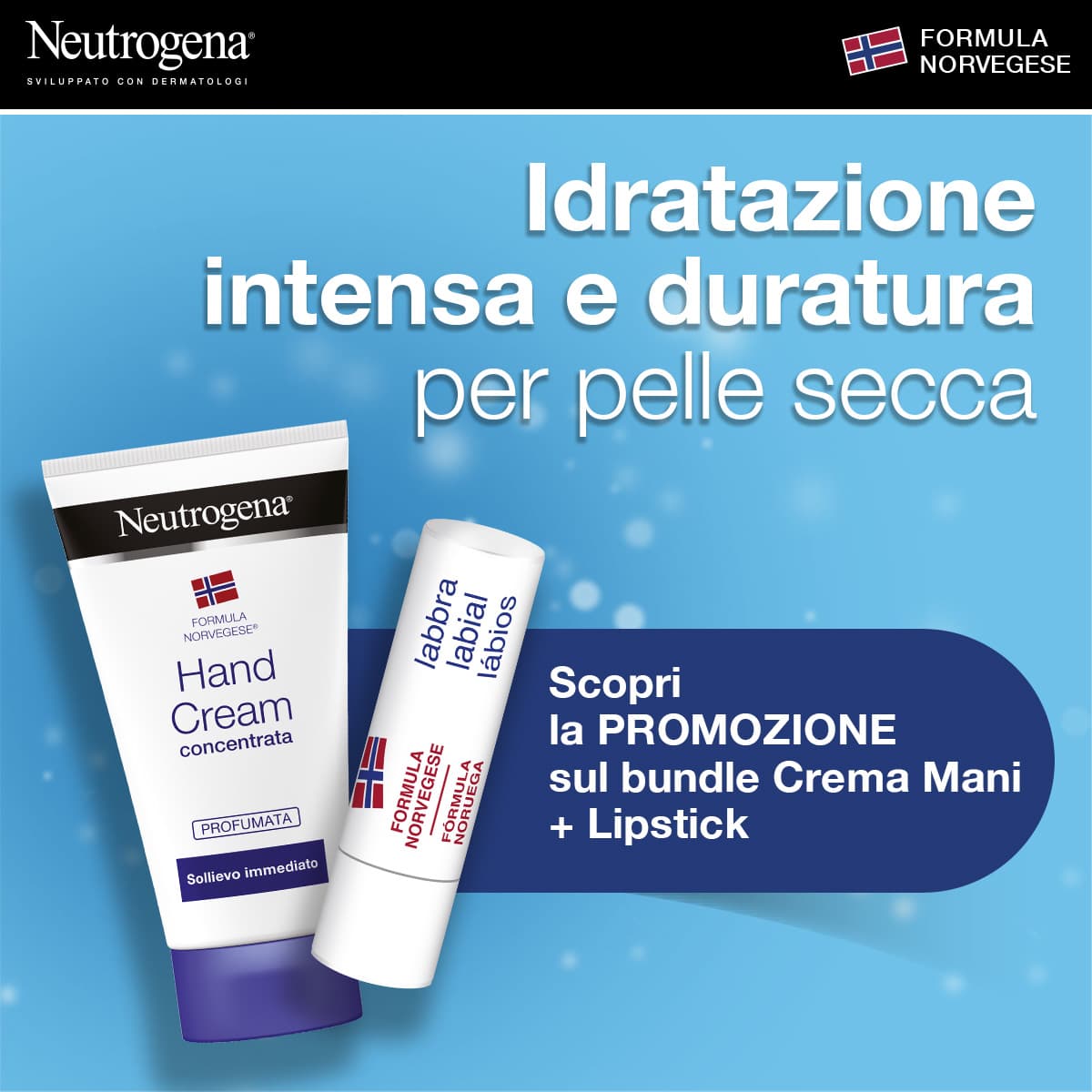 Neutrogena bundle crema mani lipstick banner