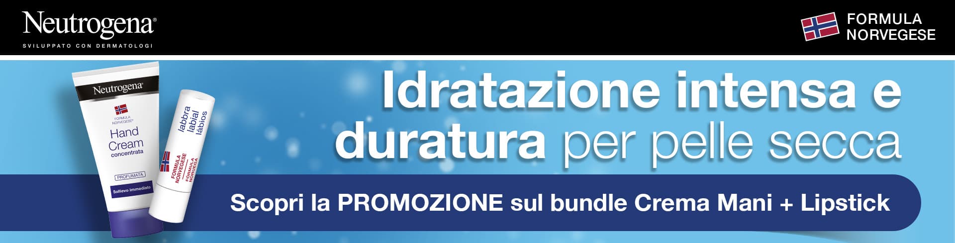 banner promozionale Neutrogena Bundle Crema Mani + Lipstick desktop