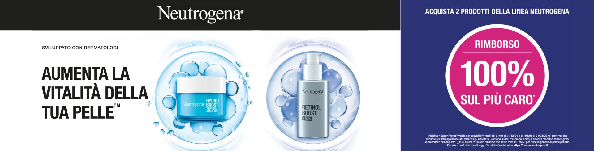 Neutrogena Super Promo: Acquista 2 prodotti Neutrogena, 100% di rimborso sul più caro!  desktop