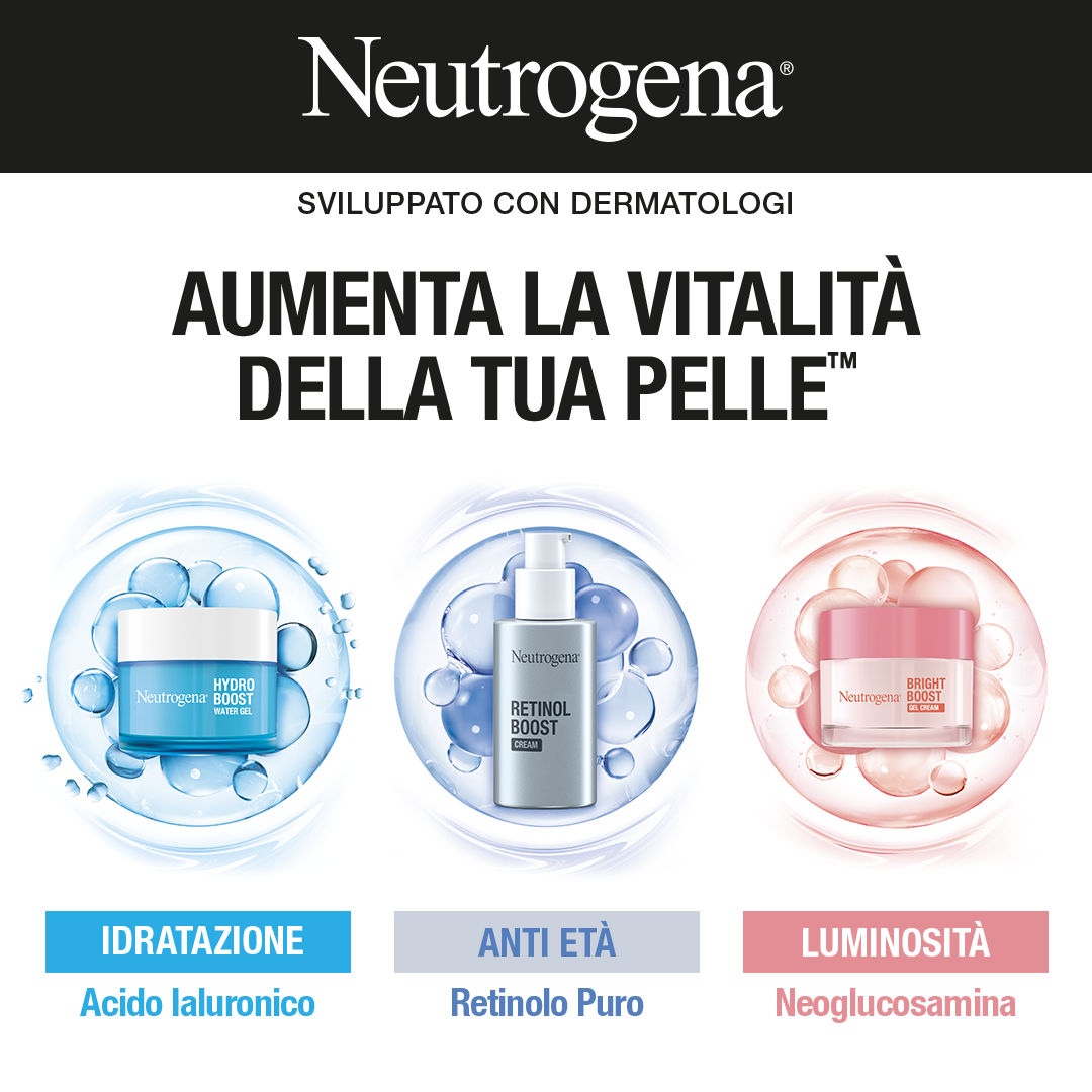 Neutrogena: La tua opinione Conta! Acquista 69,90€ di prodotti Anti-age, ricevi in omaggio Retinol Boost e raccontaci la tua opinione! mobile
