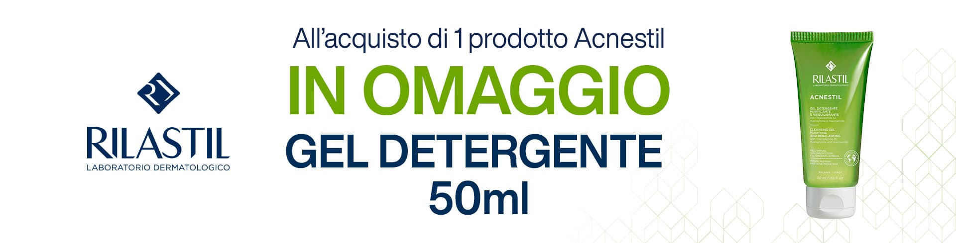 Acquista 1 prodotto Rilastil Acnestil e ricevi in omaggio il Gel Detergente 50ml!