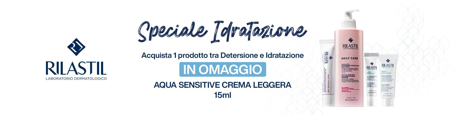 Speciale idratazione: acquista 1 prodotto tra detersione e idratazione, per te in omaggio Aqua sensitive crema leggera 15ml!