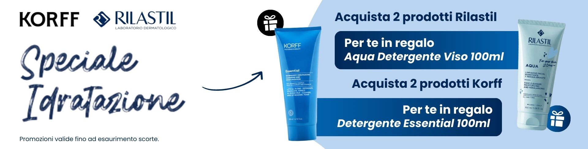 Korff speciale detergenza: acquista 2 prodotti e ricevi in omaggio il detergente Essential 100ml!  