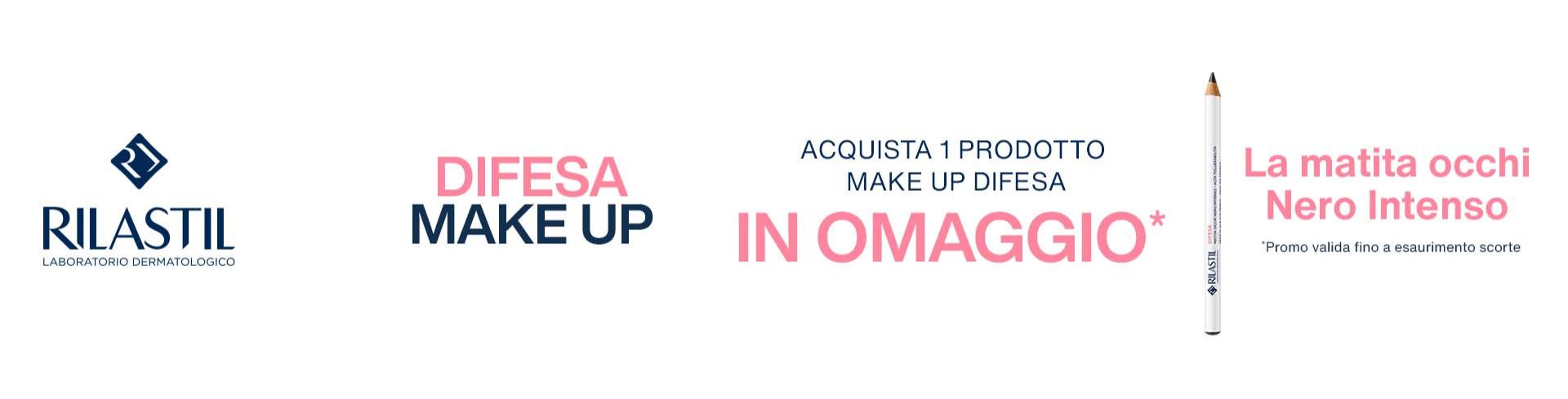 Banner Rilastil Difesa Make Up: acquista 1 prodotto Make Up Difesa, ricevi in omaggio la Matita Occhi Nero Intenso