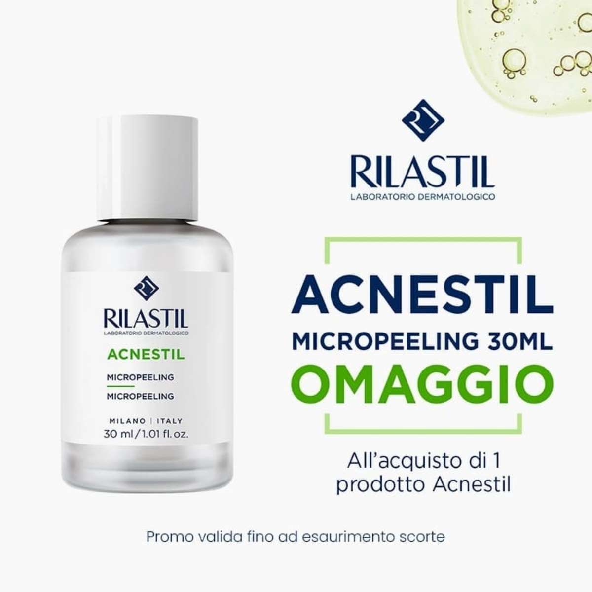 banner promozionale Rilastil Acnestil micropeeling omaggio mobile