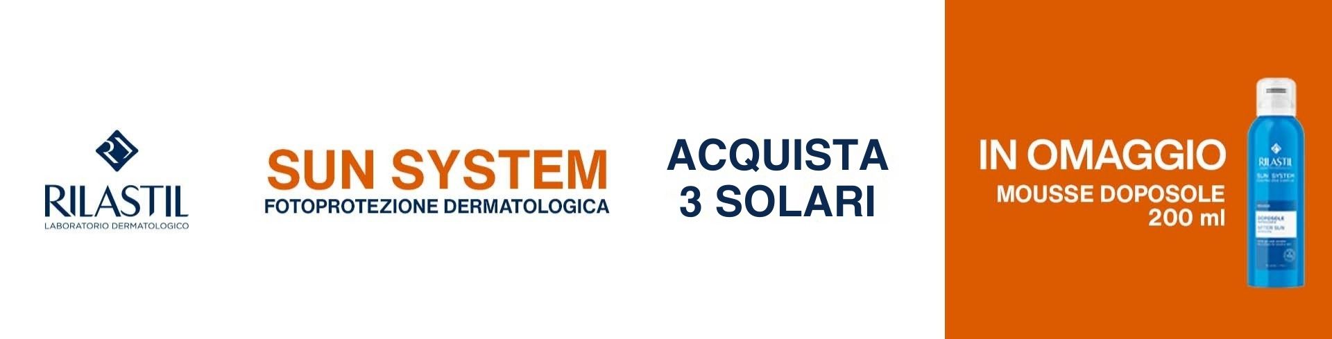 Banner promozionale: Rilastil Promo Solari: acquista 3 solari e ricevi in omaggio la mousse doposole 200ml