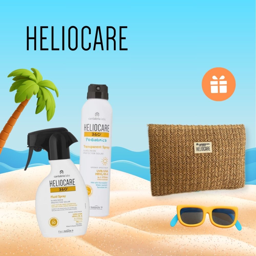 Promozione Heliocare: pochette in rafia in omaggio con 2 solari acquistati